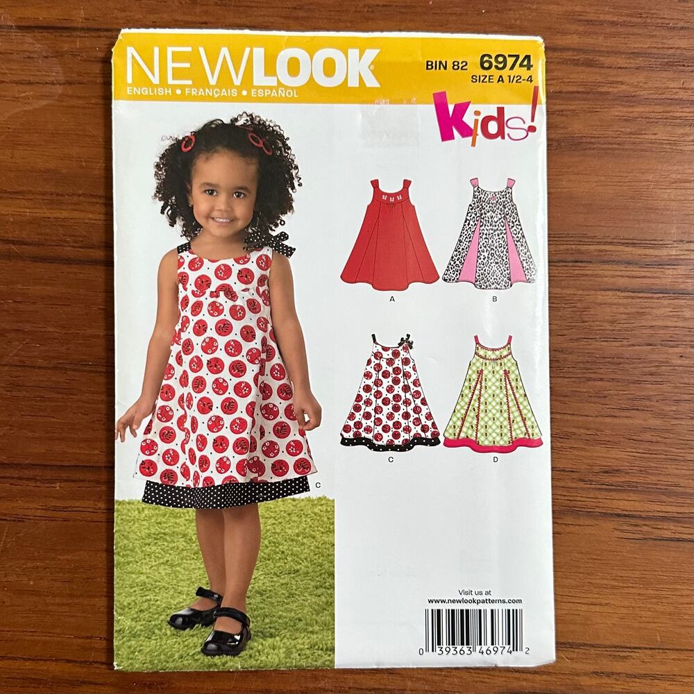 UNCUT New Look 6974 Pattern Toddler Dress Size 1/2-4